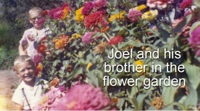 joel and brother in garden kids